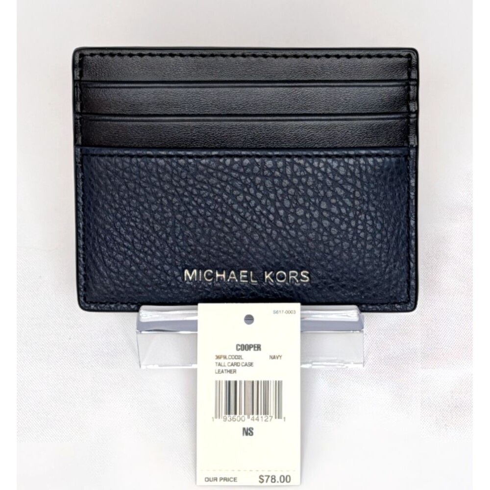 Michael Kors Cooper Tall Leather Card Holder - Navy/Black